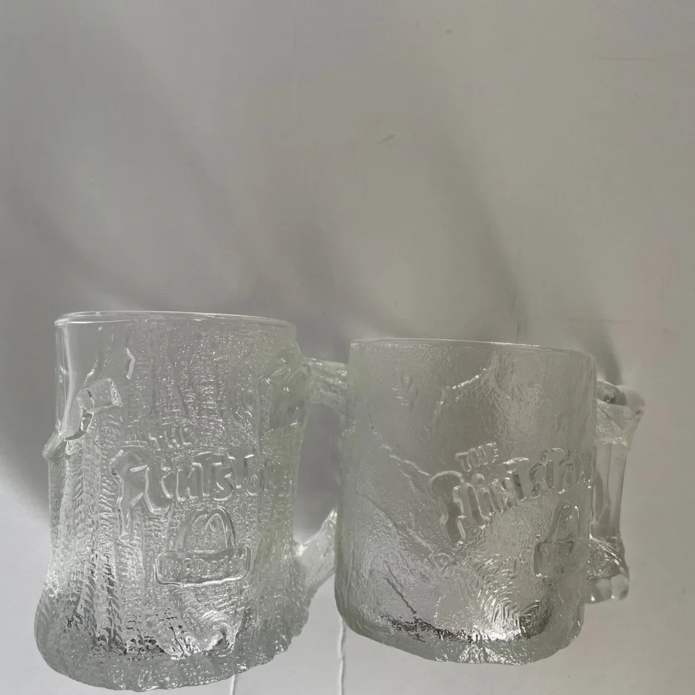 Flintstone themed Ronald McDonald frosted glass mugs. - Picture 2 of 5
